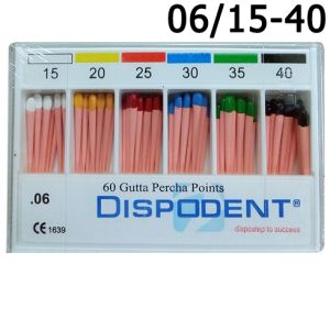 Штифты гуттаперчевые конусные .06 №15-40 (60шт), Dispodent