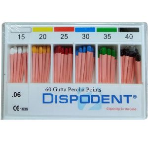 Штифты гуттаперчевые конусные .06 №15-40 (60шт), Dispodent