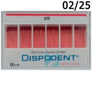 Штифты гуттаперчевые 02 №25 (120шт), Dispodent