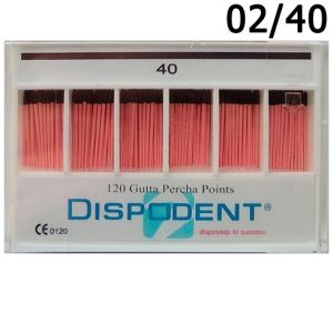 Штифты гуттаперчевые 02 №40 (120шт), Dispodent