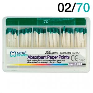 Штифты бумажные .02 №70 (200шт), Meta Biomed