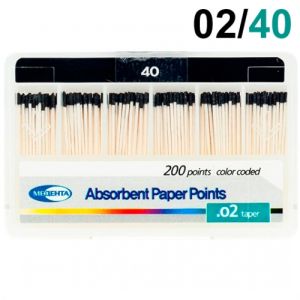 Штифты бумажные .02 №40 (200шт), Meta Biomed
