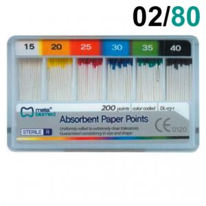 Штифты бумажные .02 №80 (200шт), Meta Biomed