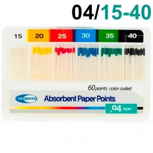 Штифты бумажные конусные .04 №15-40 (60шт), Meta Biomed