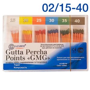 Штифты гуттаперчевые GMG 02 №15-40 (120шт), Tianjin Gapadent