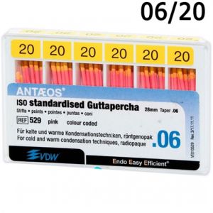 Штифты гуттаперчевые конусные 06 №20 (60шт),VDW
