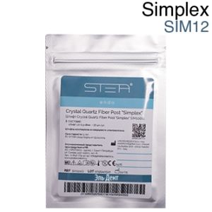 Штифты стекловолоконные, кварцевые Crystal Quartz Fiber Post "Simplex" цилидроконические 1,2-0,4-18мм. (10шт.), с разверткой (дрилью) SIM12. STEA