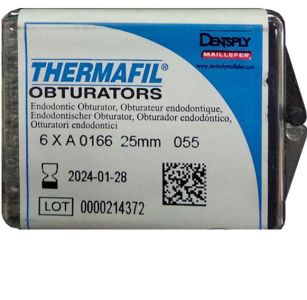 Обтураторы Thermafil №55 (25мм) 6 шт, эндодонтические гуттаперчевые, Maillefer