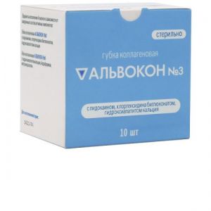 Губка Альвокон №3 с хлоргексидином и гидроксиапатитом 9х5 (10шт.) Зеленая Дубрава (Форма конус)