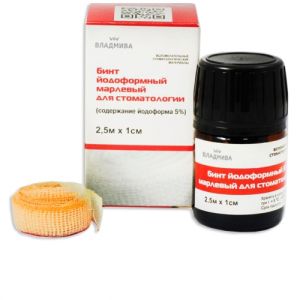 Иодоформный бинт 2,5м х 10 мм, ВладМиВа