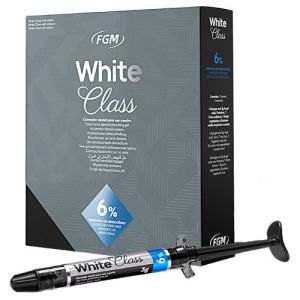 White Class 6% (4шпр.х3г; контейнер для хранения капп) -домашнее дневное отбеливание на основе перекиси водород, FGM (Бразилия)