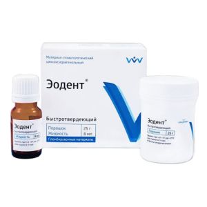 Эодент быстротвердеющий (25гр. + 8мл.) цинкоксидэвгенольный цемент, ВладМиВа