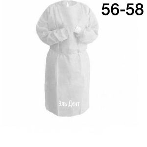 Халат нестерильный, хирургический Лайт тип-2 р.56-58, спанбонд пл.42 г/м2, рукав на манжете, белый (5шт.) НОВИСЕТ