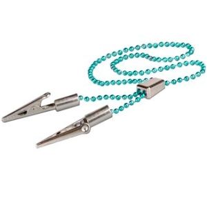 Зажим для салфеток БИРЮЗОВЫЙ с цепочкой с регулятором "Кристидент"