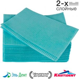 Салфетки нагрудные 2-сл.Голубые *Кристидент*500шт. - СТАНДАРТ 33х45см