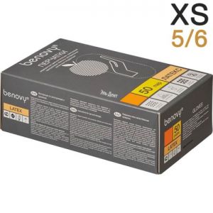 Перчатки латексные Benovy XS (5/6), 100шт.