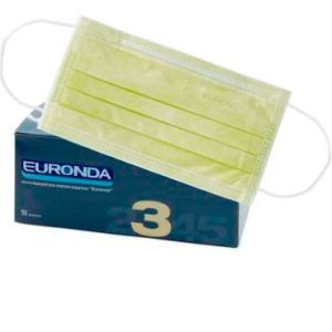 Маски EURONDA Лайм трехслойные 50 шт
