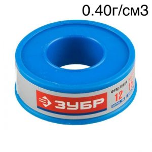 Фум лента Зубр 0.1мм х 12мм х 15м (0.40г/см3)