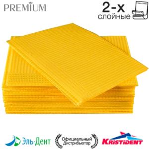 Салфетки нагрудные Премиум Интенсив (2 сл, Лимонные, 500 шт), Кристидент