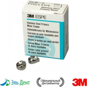 Коронки D-UL-2 из нержавеющей стали Stainless Steel Crowns для временных зубов в отд. уп.: Первый верхний левый,р-р2, 2шт.