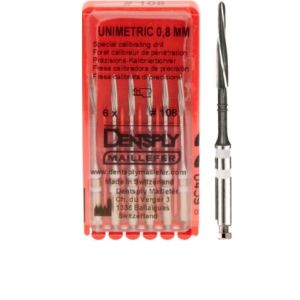 Unimetric калибровочный дриль №108 (6шт.) 2 полосы, белый, Maillefer