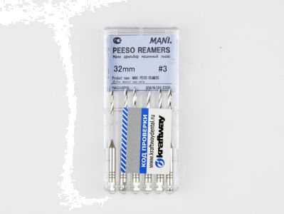 Peeso reamers №3 (32мм) упк. 6шт, MANI - развертка корневая