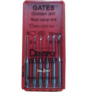 Gates drills №1-6 28мм (6шт.) - развертка для вскрытия устья каналов, Maillefer