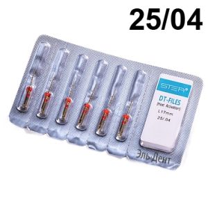 Файлы машинные DT-files Gold, детские, размер 25/.04, длина 17мм, никель-титан - 6 шт. STEA