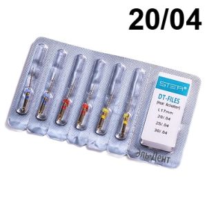Файлы машинные DT-files Gold, детские, размер 20/.04, длина 17мм, никель-титан - 6 шт. STEA