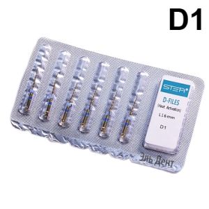 Файлы машинные D-files Gold для перелечивания, размер D1, длина 16мм, никель-титан - 6 шт. STEA