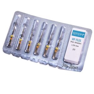 Файлы машинные WF-files Gold реципрокные с ромбовидным сечением, ассорти размер 20-35, 25мм, никель-титан - 6 шт. STEA