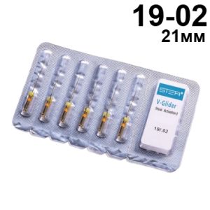 Файлы машинные V-Glider Gold, для создания ковровой дорожки, размер 19/.02, длина 21мм, никель-титан - 6 шт. STEA