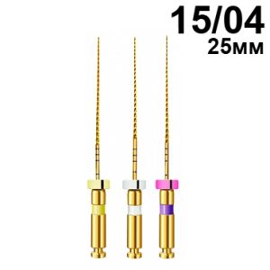 Файлы машинные V-Glider Gold, для создания ковровой дорожки, размер 15/.04, длина 25мм, никель-титан - 6 шт. STEA