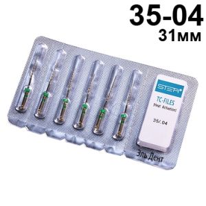 Файлы машинные с памятью формы TC-files, размер 35/.04, длина 31мм, никель-титан - 6 шт. STEA