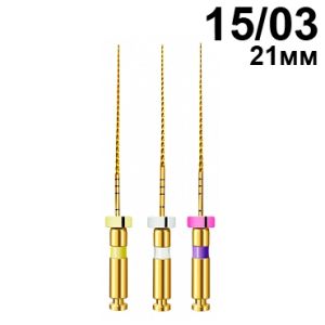 Файлы машинные V-Glider Gold, для создания ковровой дорожки, размер 15/.03, длина 21мм, никель-титан - 6 шт. STEA