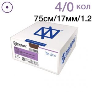 ПГА 4/0 75см 17мм 1/2 колющая 24шт фиолетовый