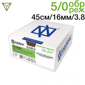 Полиамид 5/0 45см 16мм 3/8 обратно-режущий 24шт голубой