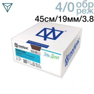 Профимед 4/0 45см 19мм 3/8 обратно-режущая 24шт неокрашенный