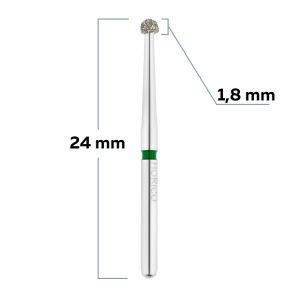Бор алмазный для турбинного наконечника - шар хирургическая длина - 018 зеленый