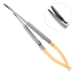 Иглодержатель Castroviejo-Gomel TC, изогнутый , 14см